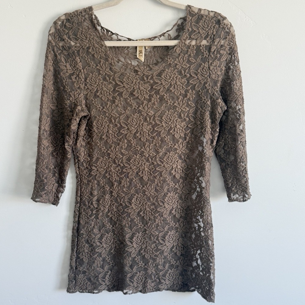 Bke Sheer Lace Top L Floral Dark Romantic Fairy Grunge Whimsical Boho Going Out